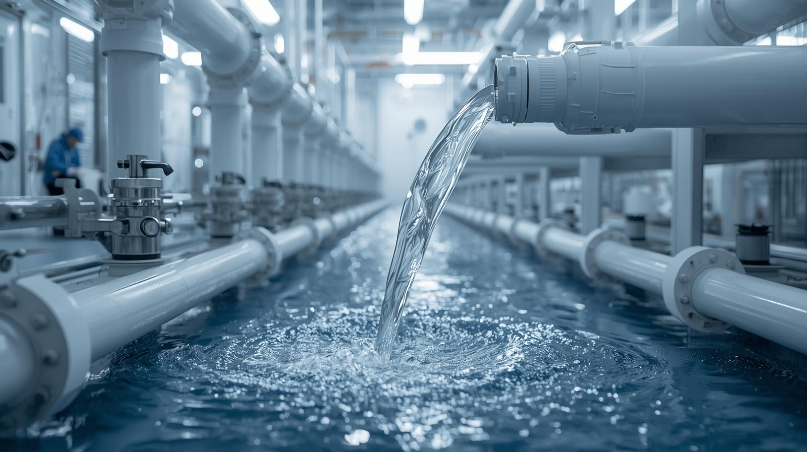 Engineer monitoring smart water systems